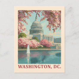 Washington DC - Kirschblüten und Hauptstadt Gebäud Postkarte