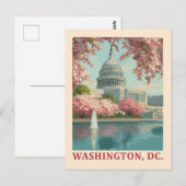 Washington DC - Kirschblüten und Hauptstadt Gebäud Postkarte (Vorne/Hinten)