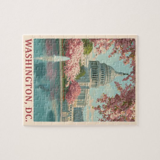 Washington DC - Kirschblüten und Hauptstadt Gebäud Puzzle (Horizontal)