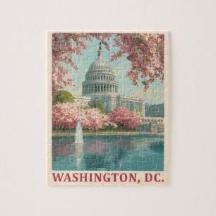 Washington DC - Kirschblüten und Hauptstadt Gebäud Puzzle