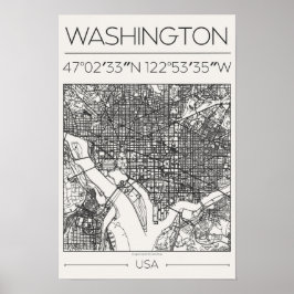 Washington DC Kohle Stadtkarte Poster ModernUrban