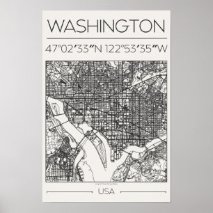 Washington DC Kohle Stadtkarte Poster ModernUrban