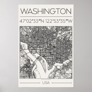 Washington DC Kohle Stadtkarte Poster ModernUrban
