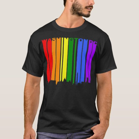 Washington DC LGBTQ Gay Pride Rainbow Skyline T-Shirt (Vorderseite)