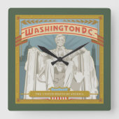 Washington DC | Lincoln Memorial Quadratische Wanduhr (Vorderseite)