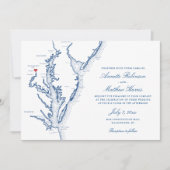 Washington DC Map Elegant Marine Wedding Einladung (Vorderseite)