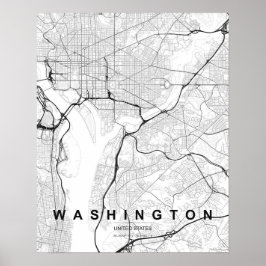 Washington DC Minimalistische Karte (Schwarz & Wei Poster