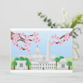 Washington DC mit Cherry Blossoms Einladung (Stehend Vorderseite)