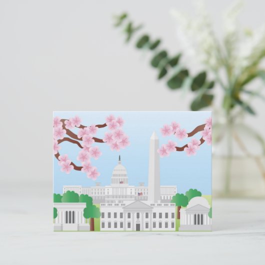 Washington DC mit Cherry Blossoms Postcard Postkarte (Stehend Vorderseite)