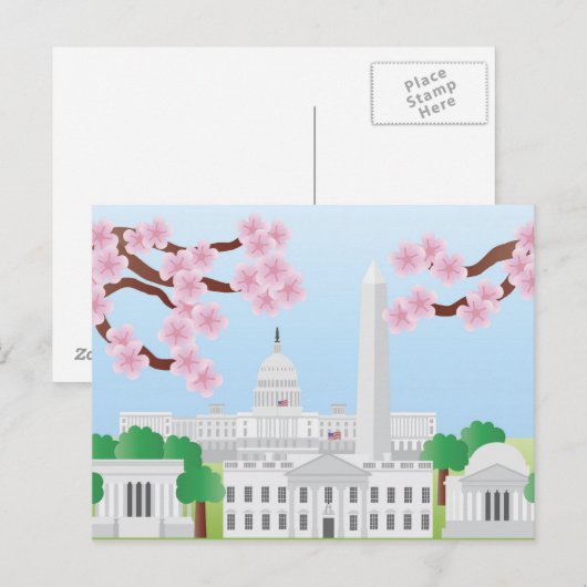 Washington DC mit Cherry Blossoms Postcard Postkarte (Vorne/Hinten)
