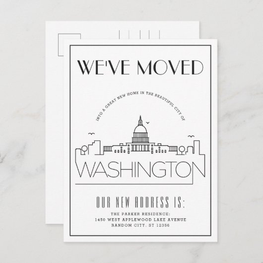 Washington DC Moderner Deko | Änderung der Anschri Ankündigungspostkarte (Vorne/Hinten)