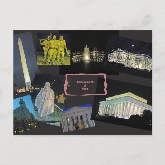 Washington DC Monumente in der Nacht Postkarte (Vorderseite)