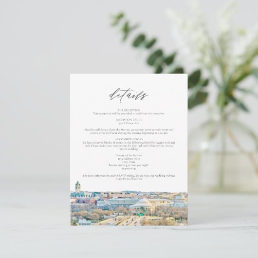 WASHINGTON DC Mountain Wedding Details Card Einladung (Stehend Vorderseite)