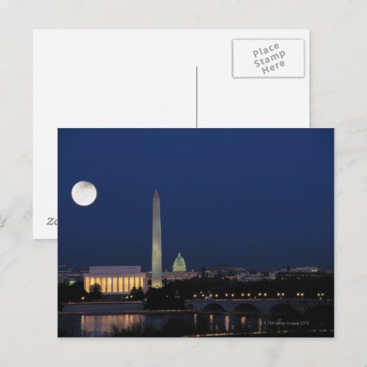 Washington DC nachts Postkarte (Vorne/Hinten)