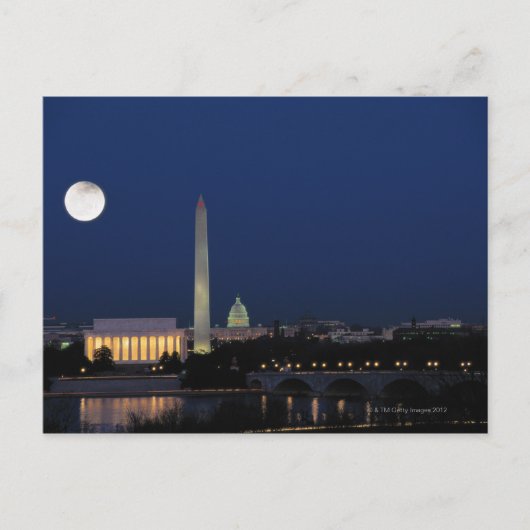 Washington DC nachts Postkarte (Vorderseite)