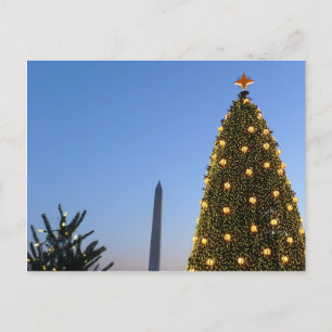 Washington DC Nationaler Weihnachtsbaum bei Dämmer Feiertagspostkarte