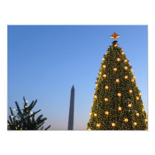 Washington DC Nationaler Weihnachtsbaum bei Dämmer Fotodruck