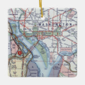 Washington DC Pentagon Retro Map Keramikornament (Vorderseite)