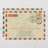 Washington DC / Portugal Airmail | Hochzeit Einladung (Vorne/Hinten)