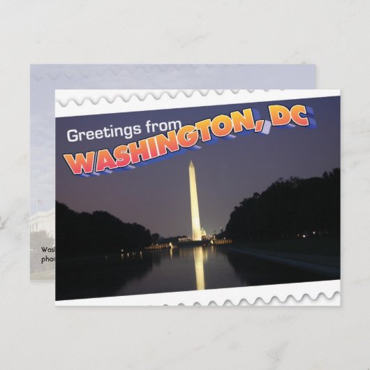 Washington, DC Postcard Washington Monument Postkarte (Vorne/Hinten)