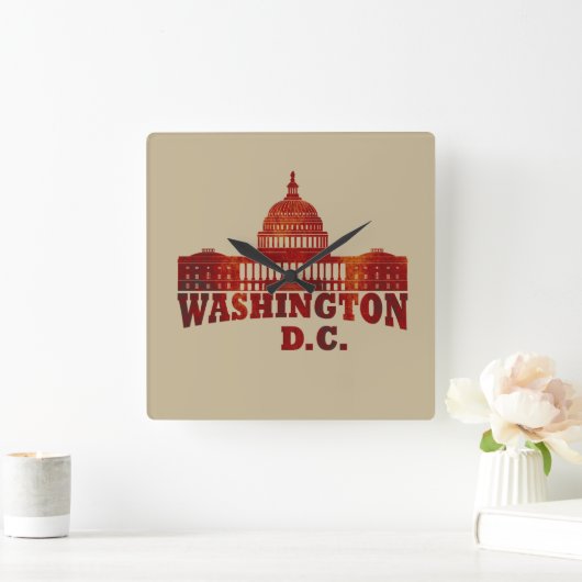Washington DC Quadratische Wanduhr (Zuhause)