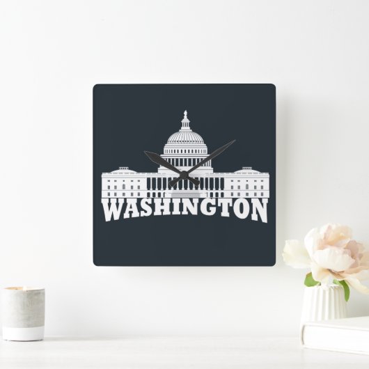 Washington DC Quadratische Wanduhr (Zuhause)