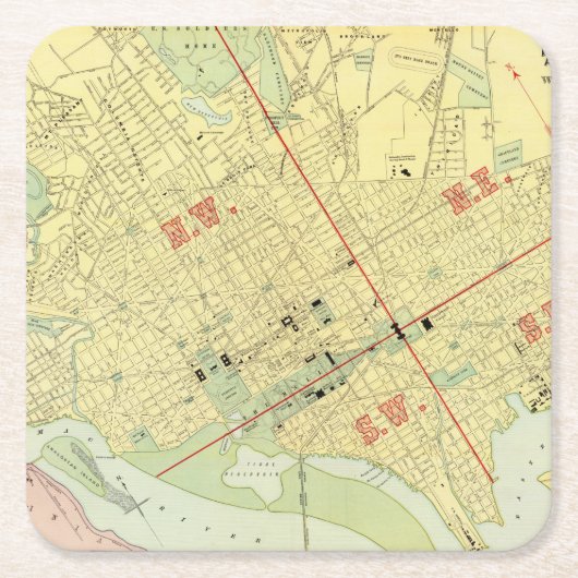 Washington, DC Rechteckiger Pappuntersetzer (Vorderseite)