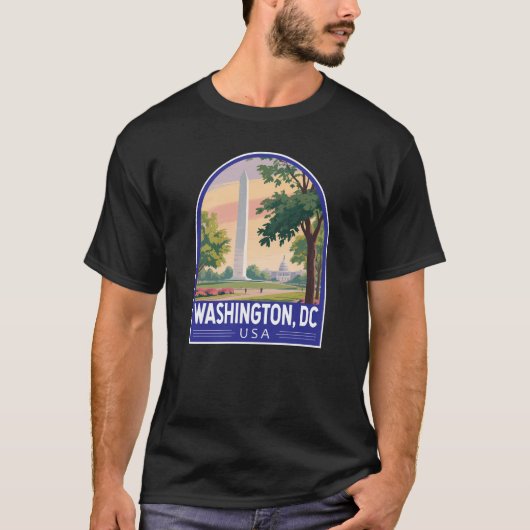 Washington DC Reise Kunst Emblem T-Shirt (Vorderseite)