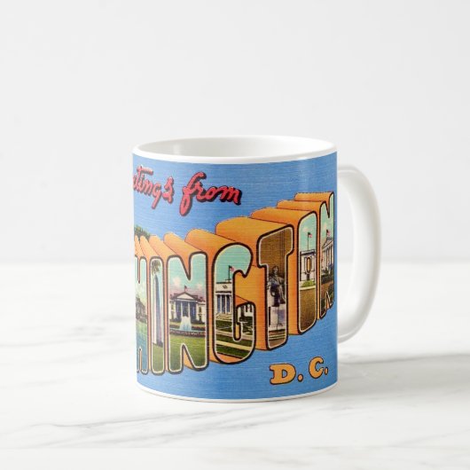 Washington DC Retro Postcard Mug Kaffeetasse (VorderseiteRechts)