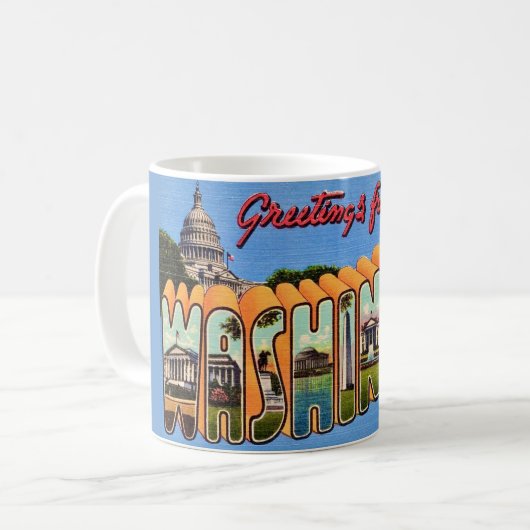 Washington DC Retro-Postkarten-Tasse Kaffeetasse (Vorderseite Links)
