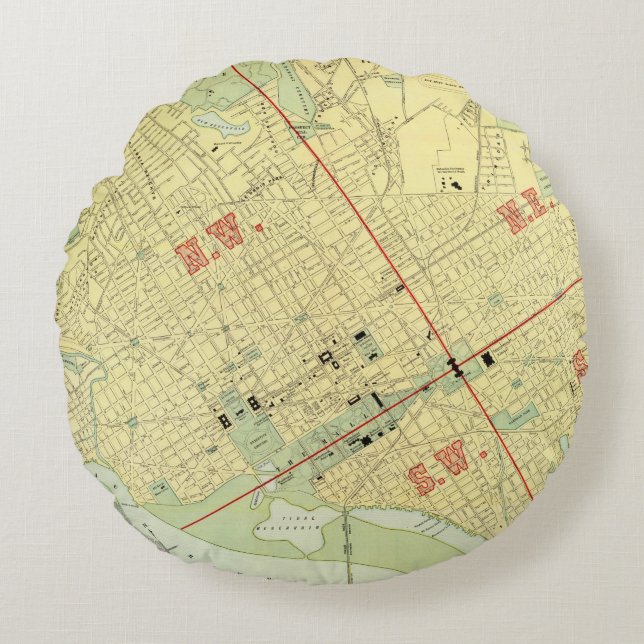 Washington, DC Rundes Kissen (Vorderseite)