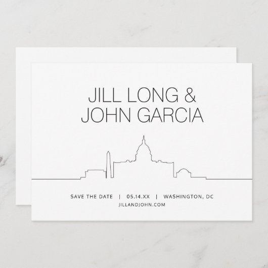 Washington DC Save the Date Einladung (Vorne/Hinten)