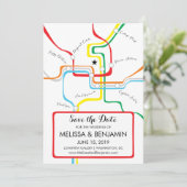 Washington DC Save the Date Metro Map (Stehend Vorderseite)