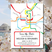 Washington DC Save the Date Metro Map