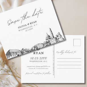 Washington DC Save the Date Postcard Wedding Postkarte