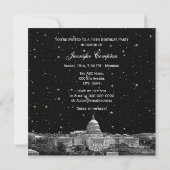 Washington DC Skyline Etch Starry DIY SQ Sweet 16 Einladung (Rückseite)