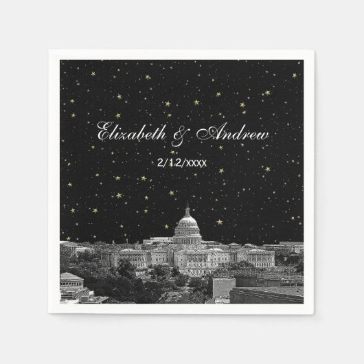 Washington DC Skyline Etched Starry Wedding Serviette (Vorderseite)