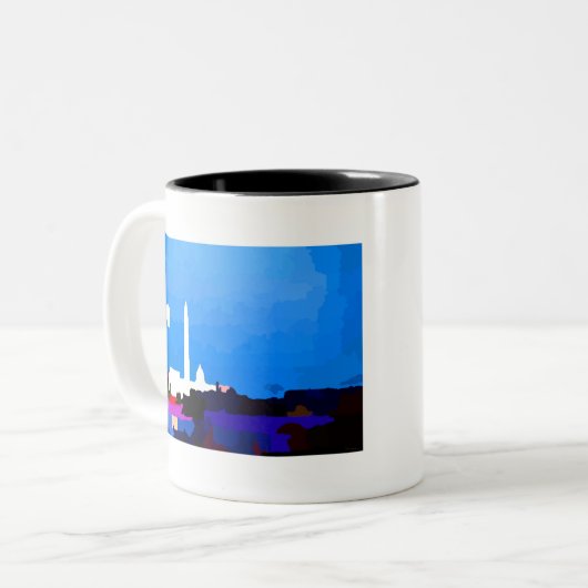 Washington DC Skyline Full Moon Zweifarbige Tasse (Vorderseite Links)