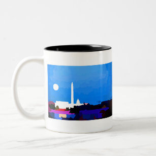 Washington DC Skyline Full Moon Zweifarbige Tasse