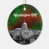 Washington DC Skyline Green Starry Sky Xmas Keramik Ornament (Links)