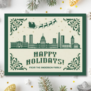 Washington, DC Skyline Happy Holiday Postcard Feiertagspostkarte