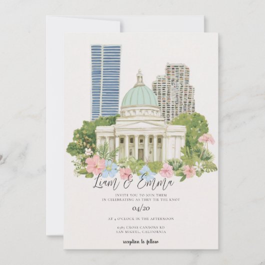 Washington DC Skyline Hochzeit Einladung (Vorderseite)