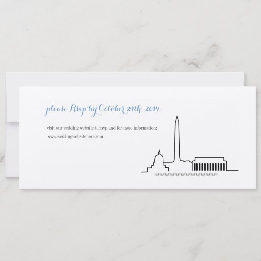 Washington DC-Skyline-Hochzeits-Einladung Einladung (Rückseite)