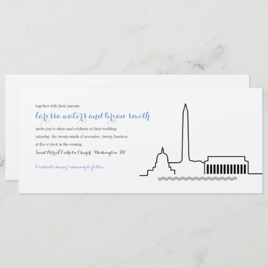 Washington DC-Skyline-Hochzeits-Einladung Einladung (Vorne/Hinten)