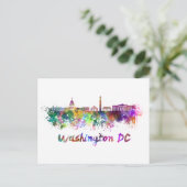 Washington DC skyline im Watercolor Postkarte (Stehend Vorderseite)