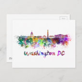 Washington DC skyline im Watercolor Postkarte (Vorne/Hinten)