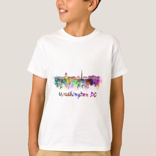 Washington DC skyline im Watercolor T-Shirt (Vorderseite)
