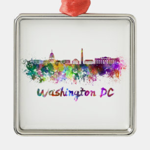 Washington DC Skyline in Aquarell Ornament Aus Metall