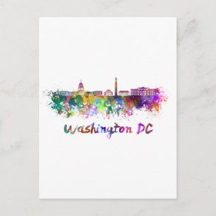 Washington DC Skyline in Aquarell Postkarte