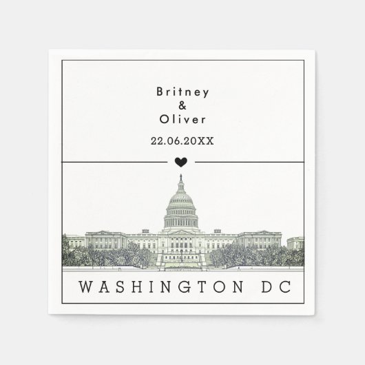 Washington DC Skyline – Individuelle Hochzeit Serviette (Vorderseite)